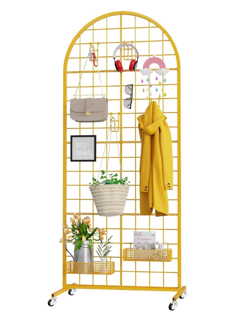 Grid Wall Panel 2' x 5.2' FT Metal Grid Display Stand 1PCS Gold